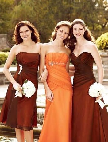 Dark Orange Bridesmaid Dresses