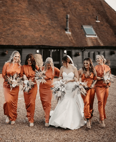 orange wedding dress for bridesmaid