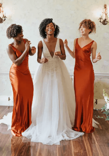 orange wedding dresses for bridesmaid